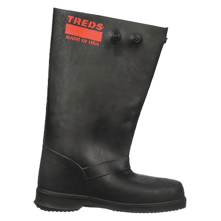 Overboots, Plain Toe, 17 in Height, Snap Tab Closure, Block-Tread Sole, Black, M/L MPN:17856