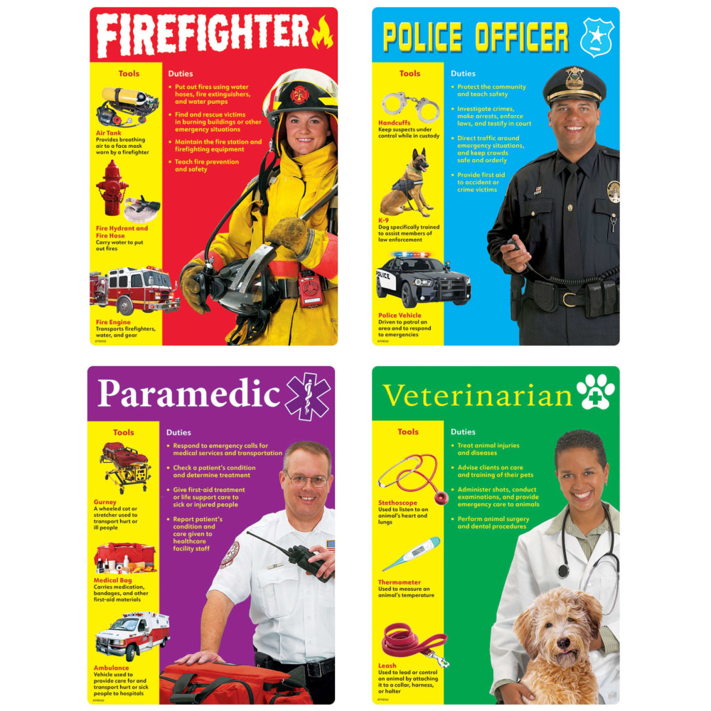 Trend Learning Posters, Community Helpers, 10-3/4in x 7-7/8in, Grades Pre-K To 4, Pack Of 16 Posters MPN:T-19012