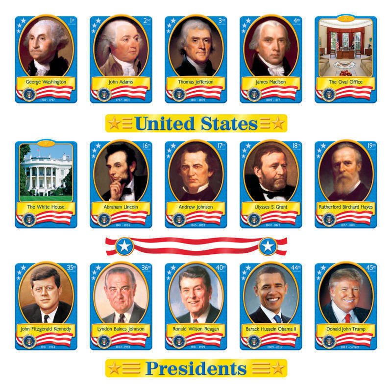 TREND U.S. Presidents Bulletin Board Set, 5in x 8 1/2in, Pre-K - Grade 12 MPN:T-8065