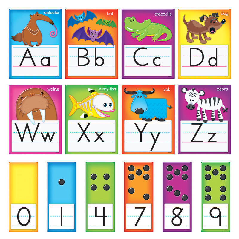 TREND Awesome Animals Manuscript Alphabet Bulletin Board Set, 6 1/2in x 8 1/2in, Multicolor, Pre-K - Grade 2 MPN:T-8265
