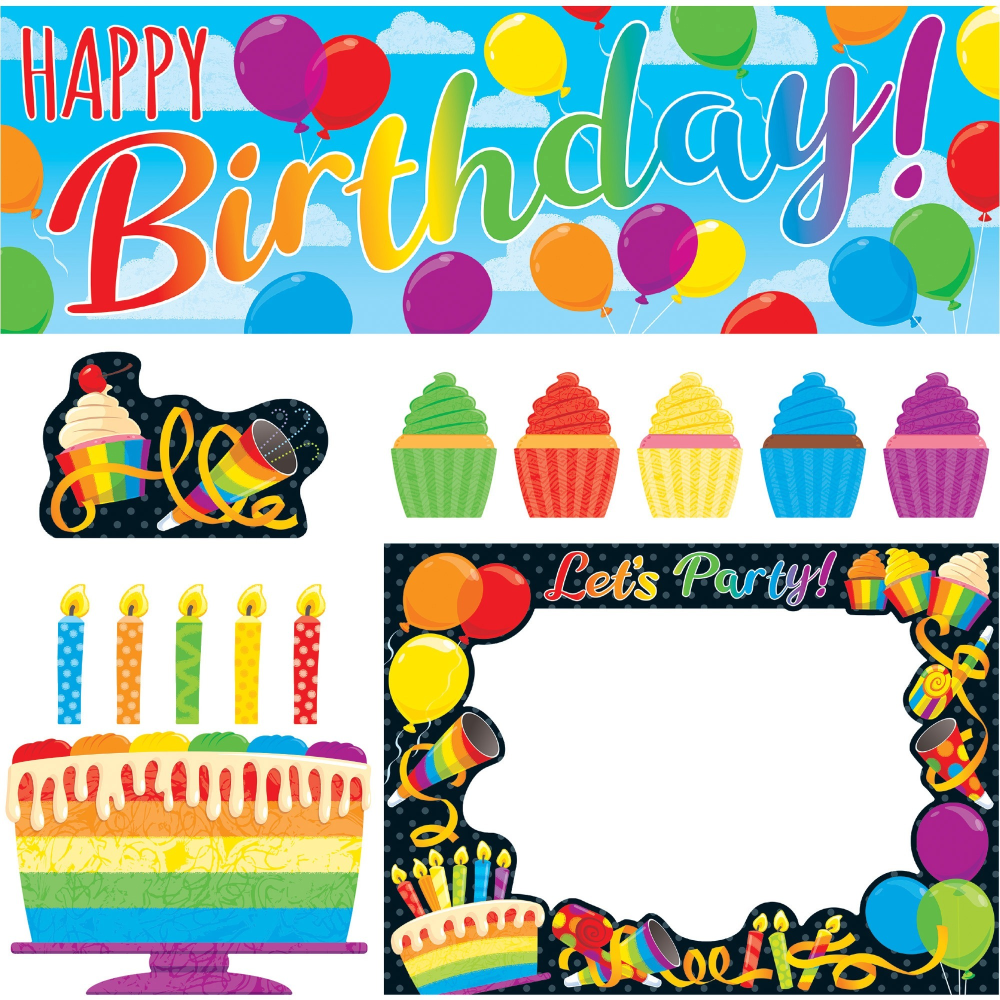 Trend Rainbow Birthday Wipe-Off Learning Set - Dry Erase Surface, Durable, Reusable - 1 Each MPN:T19002