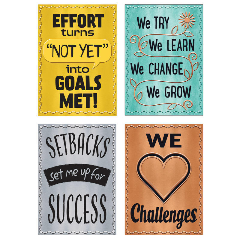 Trend ARGUS Posters, 13-5/16in x 19in, Metal Motivators, Pack Of 4 Posters MPN:T-A67946