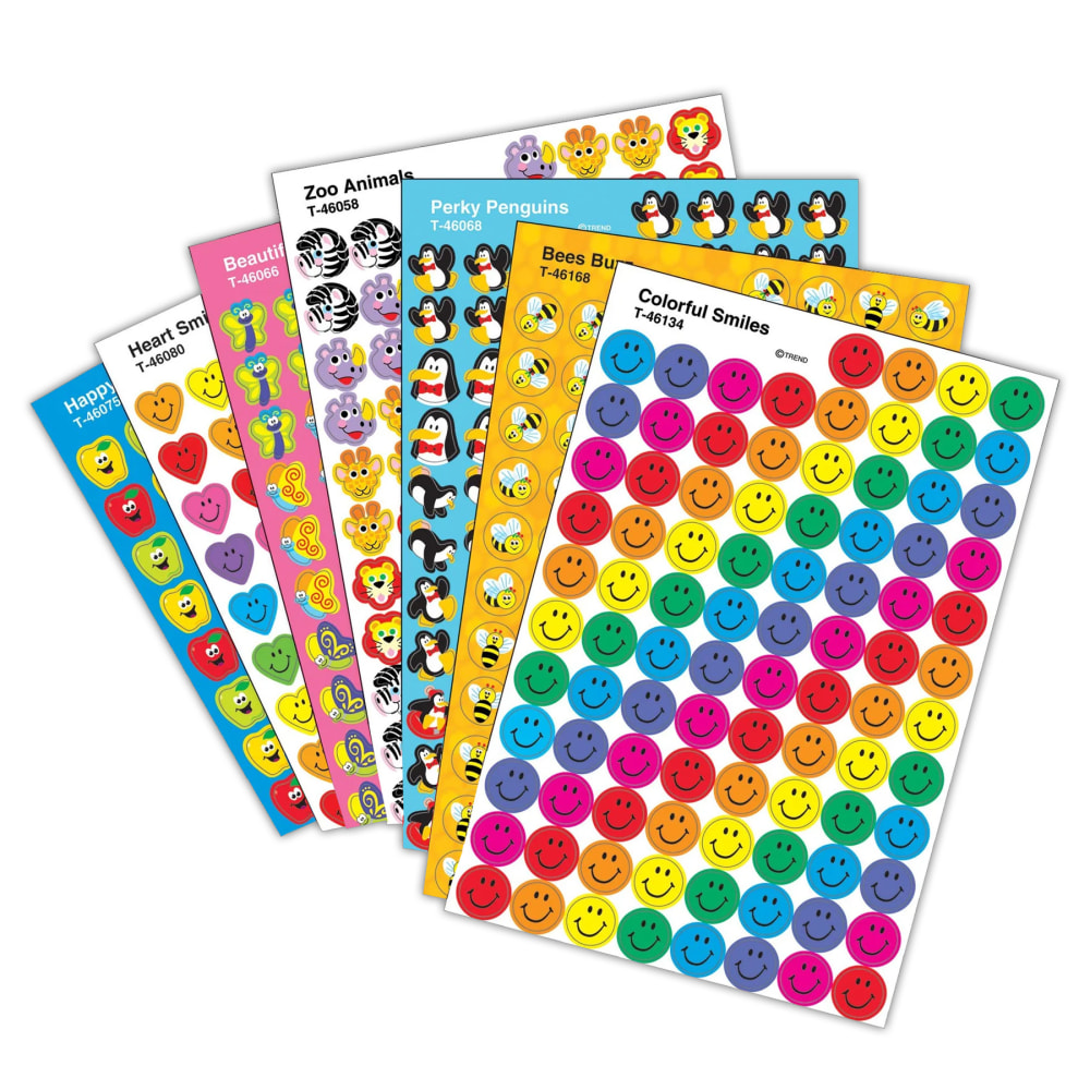 TREND Stickers Assortment Pack, SuperSpots & SuperShapes, 100 Stickers Per Sheet, Set Of 90 Sheets MPN:T-46913
