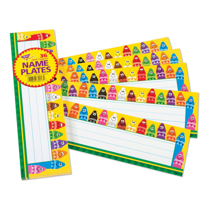 TREND Desk Toppers Name Plates, 2-7/8in x 9-1/2in, Colorful Crayons, Pack Of 36 (Min Order Qty 12) MPN:T-69013