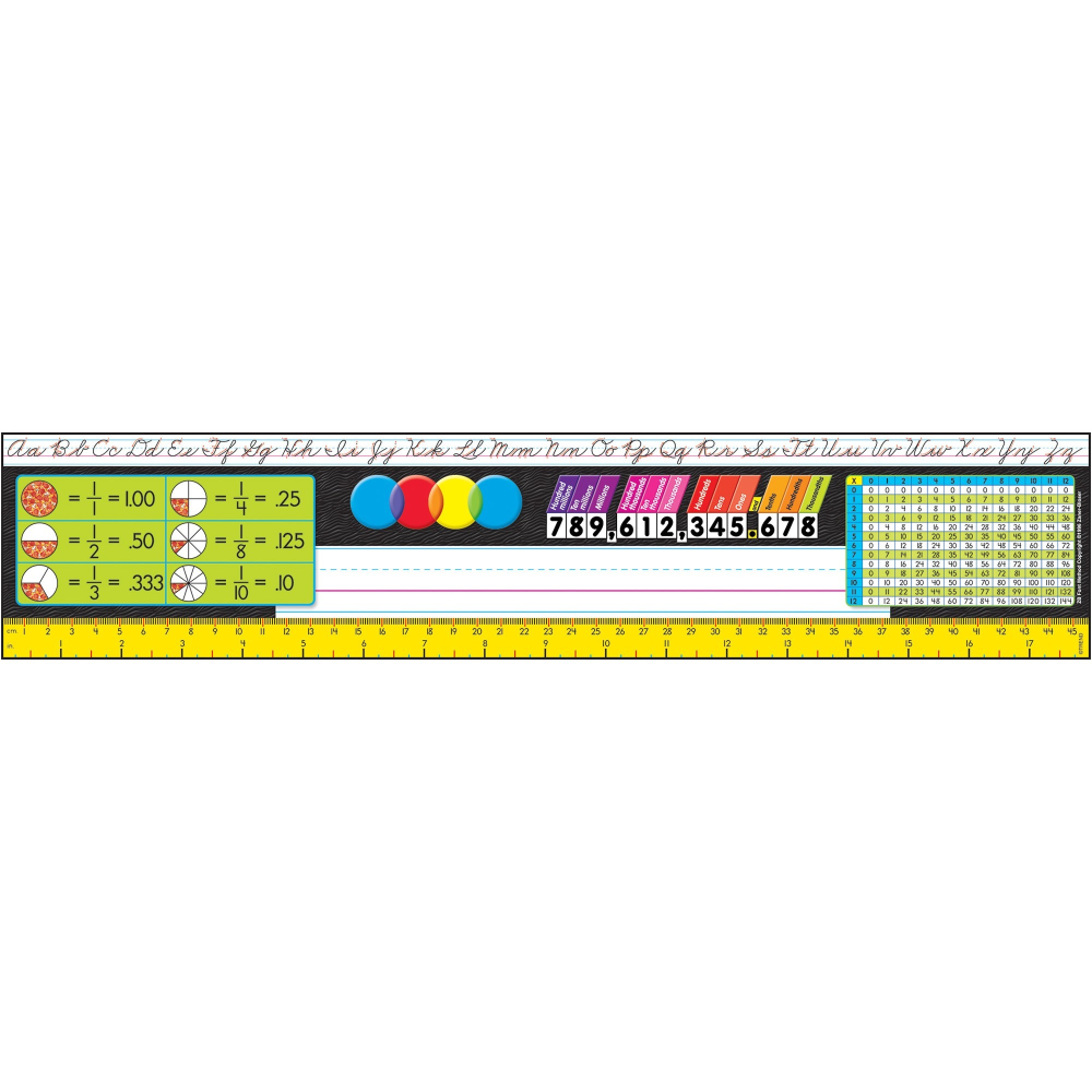 Trend Grades 3-5 Zaner-Bloser Desk Toppers Reference Name Plates, Zaner-Bloser Cursive Alphabet Design, 18inW x 3.8inH, Sturdy, Durable, 36/Set, 1 Pack MPN:T69403