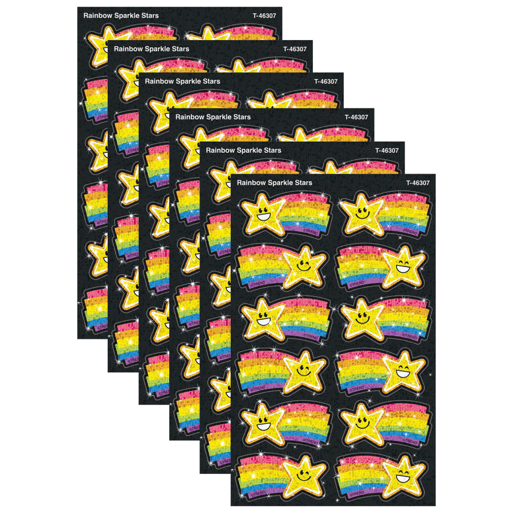 TREND Sparkle Stickers Rainbow Stars, 24 Per Pack, Set Of 6 Packs MPN:T-46307-6