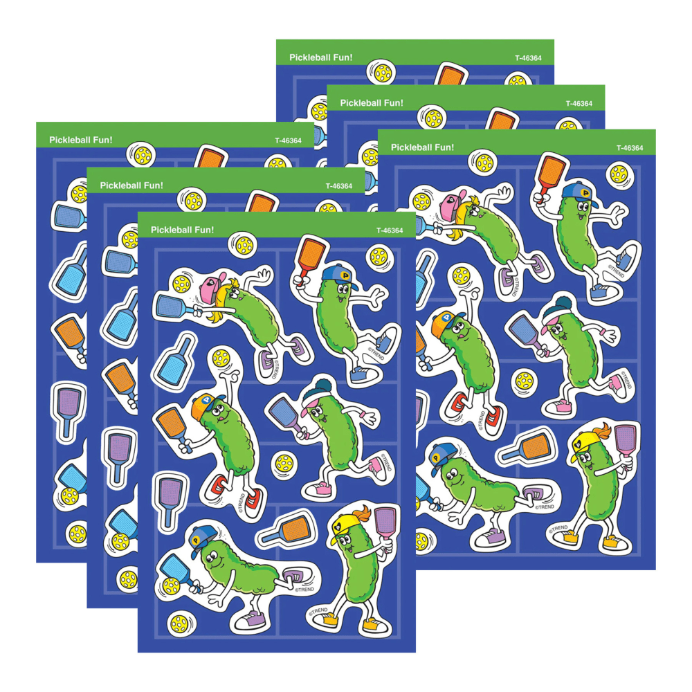 TREND Trend superShapes Stickers, Pickleball Fun!, Large, 104 Per Pack, Set Of 6 Packs MPN:T-46364-6