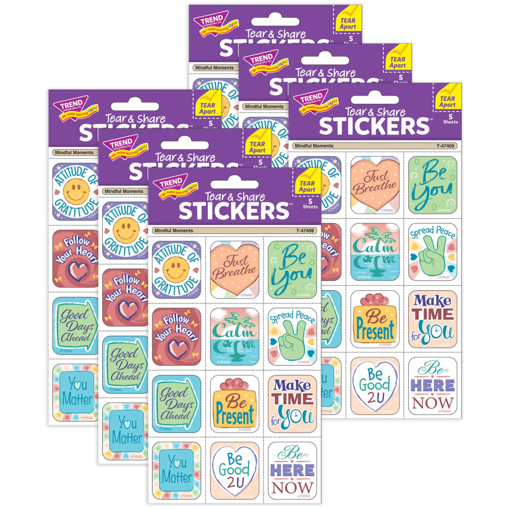 TREND Tear & Share Stickers Mindful Moments, 60 Per Pack, Set Of 6 Packs MPN:T-47409-6