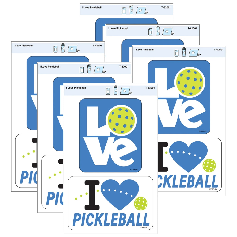 TREND Vinyl Stickers, I Love Pickleball, 2 Per Pack, Set Of 6 Packs MPN:T-62001-6