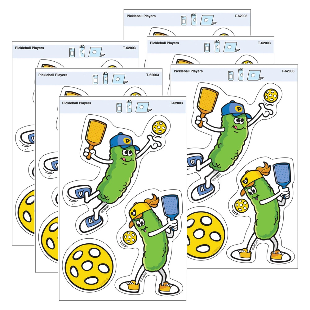 TREND Vinyl Stickers, Pickleball Players, 3 Per Pack, Set Of 6 Packs MPN:T-62003-6