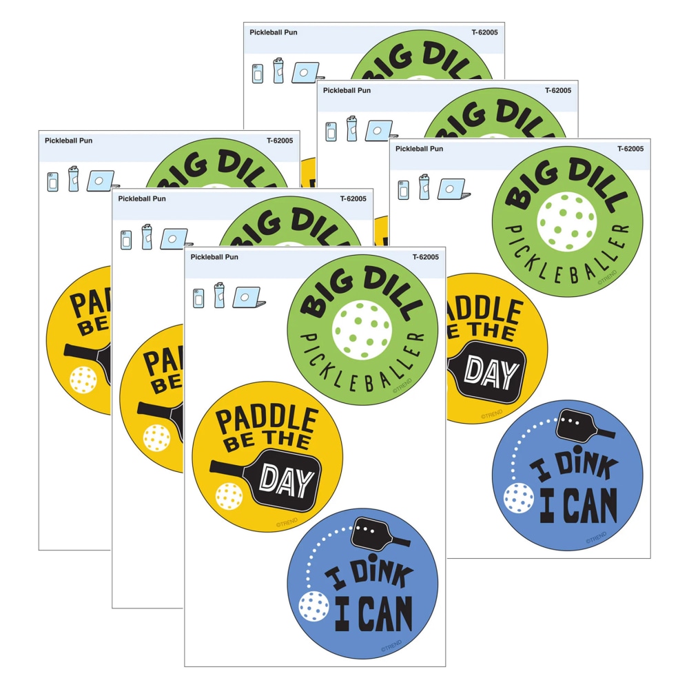 TREND Vinyl Stickers, Pickleball Pun, 3 Per Pack, Set Of 6 Packs MPN:T-62005-6