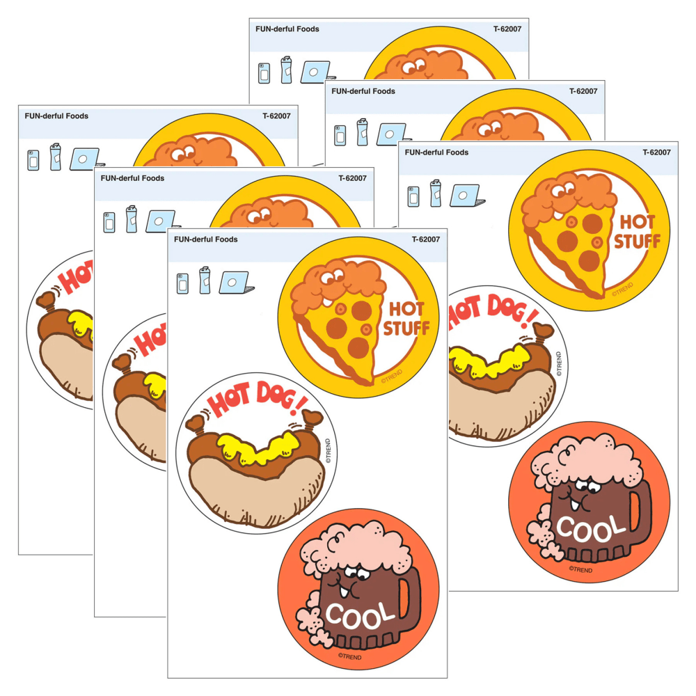 TREND Vinyl Stickers, FUN-derful Foods, 3 Per Pack, Set Of 6 Packs MPN:T-62007-6