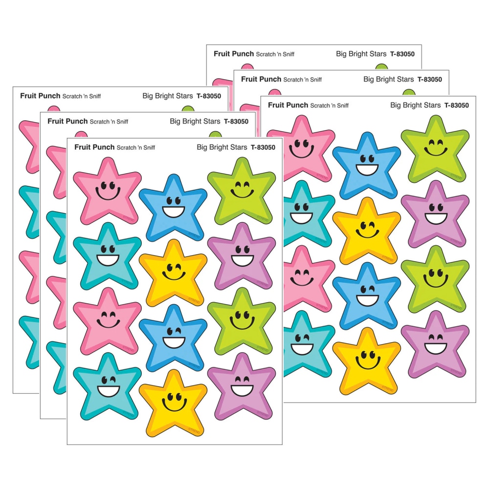TREND Stinky Stickers, Big Bright Stars, Fruit Punch Scent, 48 Per Pack, Set Of 6 Packs MPN:T-83050-6