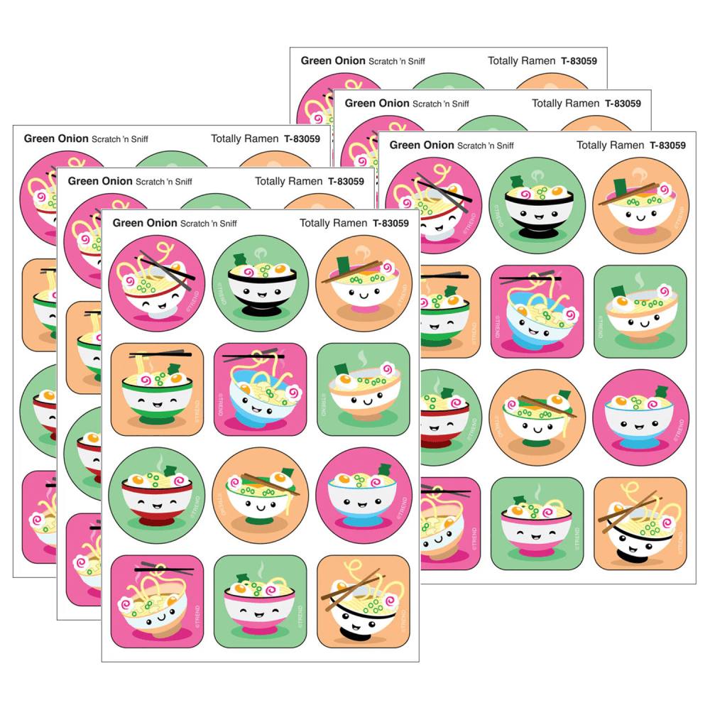TREND Stinky Stickers, Totally Ramen, Green Onion Scent, 48 Per Pack, Set Of 6 Packs MPN:T-83059-6