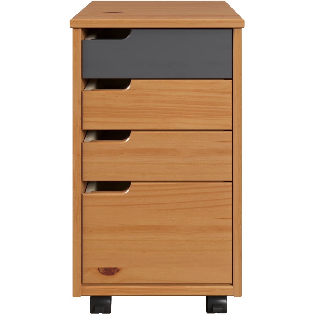 Trendfurn Mestre Roll Cart, 4 Drawers, 22in x 12-3/5in, Honey/Gray MPN:118-004