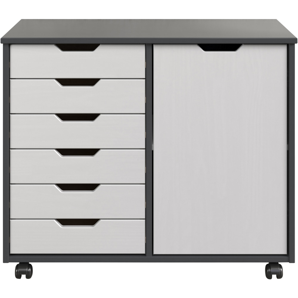Trendfurn Omnia 1-Door Roll Cart, 6 Drawers, 25-3/4in x 31-1/3in, Gray/White MPN:120-003
