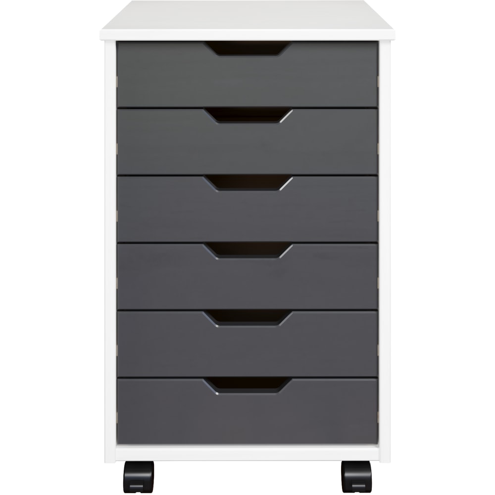 Trendfurn Omnia Wide Roll Cart, 6 Drawers, 25-3/4in x 16-1/8in, White/Gray MPN:120-004