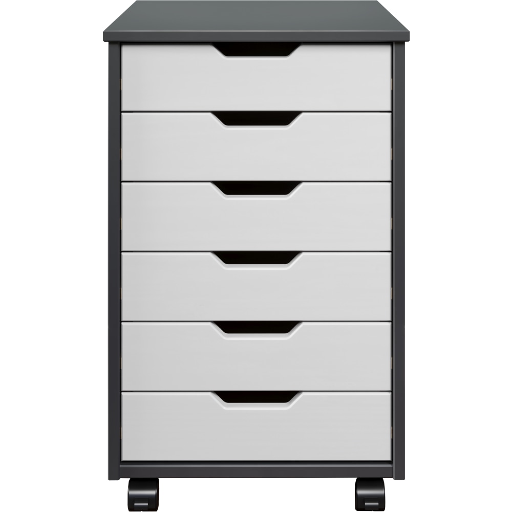 Trendfurn Omnia Wide Roll Cart, 6 Drawers, 25-3/4in x 16-1/8in, Gray/White MPN:120-005