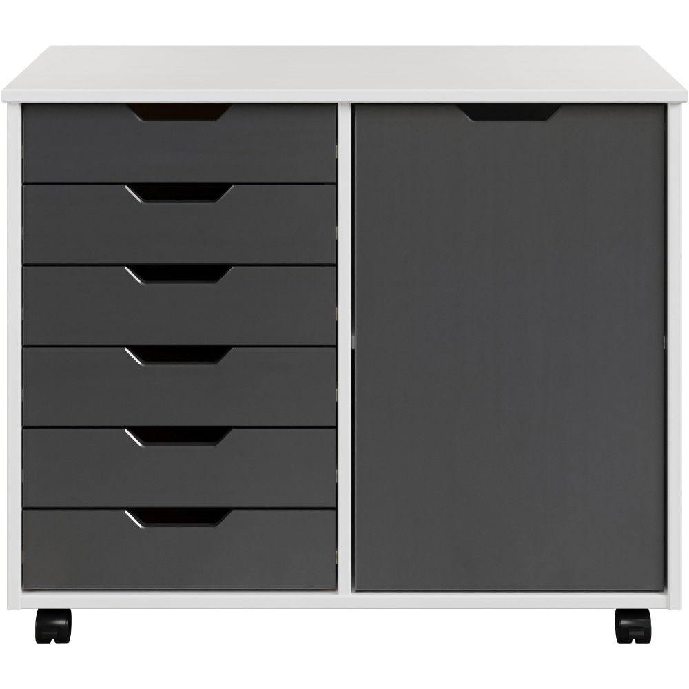 Trendfurn Omnia 1-Door Roll Cart, 6 Drawers, 25-3/4in x 31-1/3in, White/Gray MPN:120-006