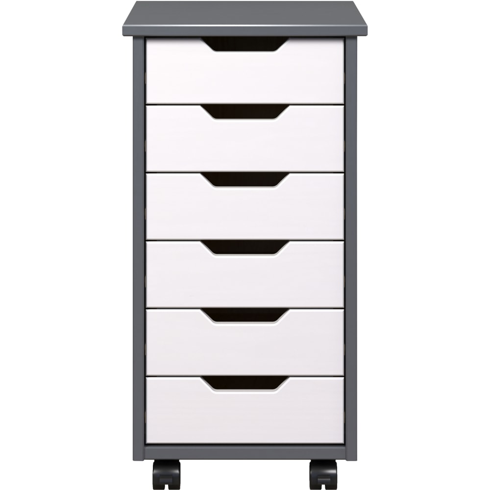 Trendfurn Omnia Narrow Roll Cart, 6 Drawers, 25-3/4in x 13-2/5in, Gray/White MPN:120-009