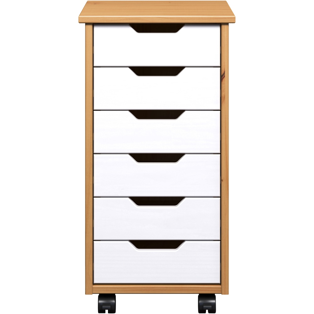 Trendfurn Omnia Narrow Roll Cart, 6 Drawers, 25-3/4in x 13-2/5in, Honey/White MPN:120-010