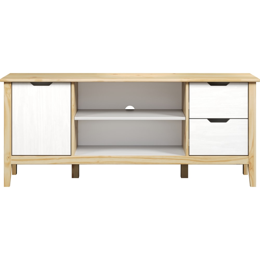 Trendfurn Latera Wood Media Console, 23-1/8inH x 55-1/8inW x 15-1/5inD, White/Natural MPN:117-007