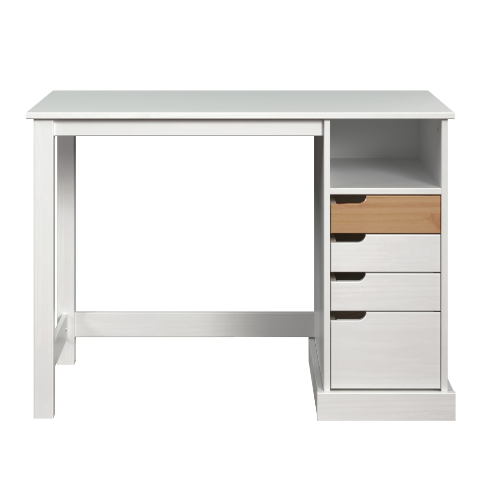 Trendfurn Mestre 43inW Desk With Storage, White/Honey MPN:118-005