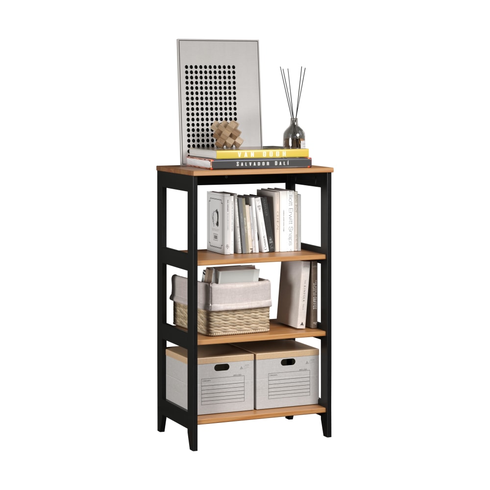 Trendfurn Streamline 36inH 3-Shelf Bookcase, Black/Natural MPN:134-001