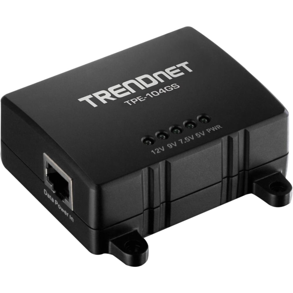 TRENDnet Gigabit PoE Splitter, 1x Gigabit PoE Input Port, 1x Gigabit Output Port, Up to 100m (328 ft) MPN:TPE-104GS