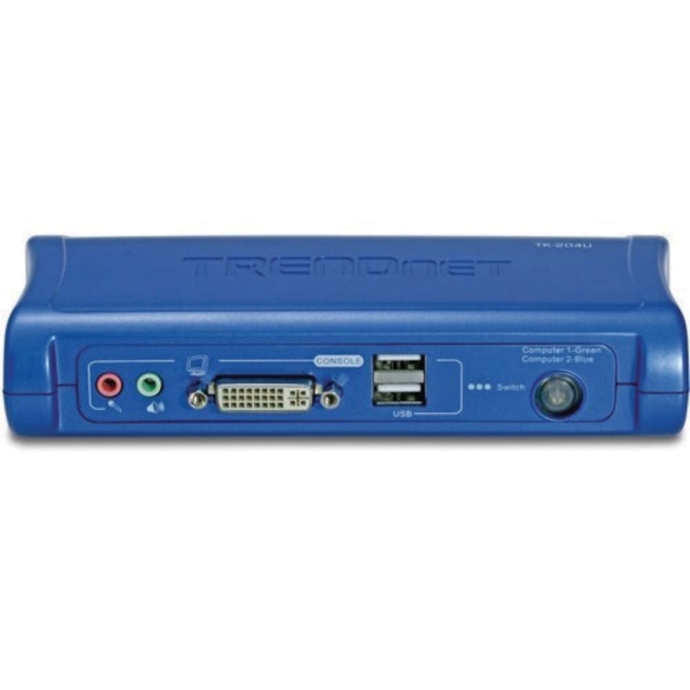 TRENDnet 2-Port DVI USB KVM Switch & Cable Kit with Audio, Manage Two PCs, 2 x USB Keyboard & Mouse Ports, 2 x Bonus USB 2.0 Ports, TK204UK MPN:TK-204UK
