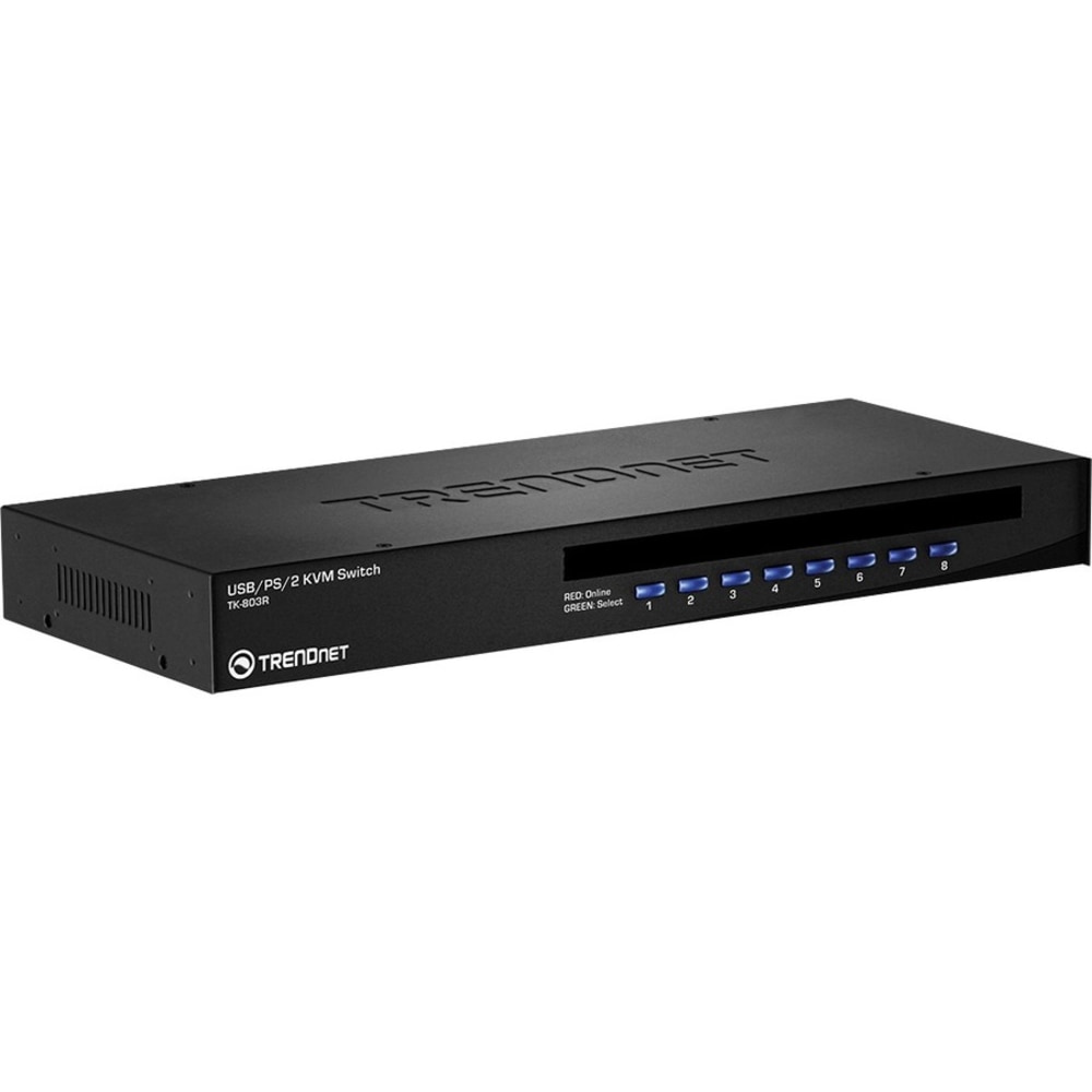 TRENDnet 8-Port USB/PS2 Rack Mount KVM Switch, TK-803R, VGA & USB Connection, Supports USB & PS/2 Connections MPN:TK-803R