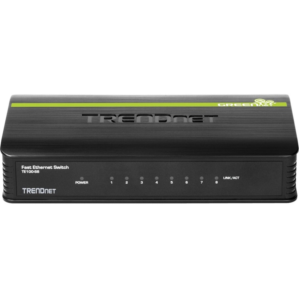 TRENDnet 8-Port Unmanaged 10/100 Mbps GREENnet Ethernet Desktop Switch; TE100-S8; 8x 10/100 Mbps Ethernet Ports; 1.6 Gbps Switching Capacity MPN:TE100S8