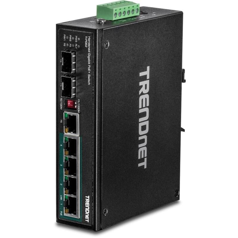 TRENDnet 6-Port Hardened Industrial Gigabit PoE+ DIN-Rail Switch MPN:TI-PG62