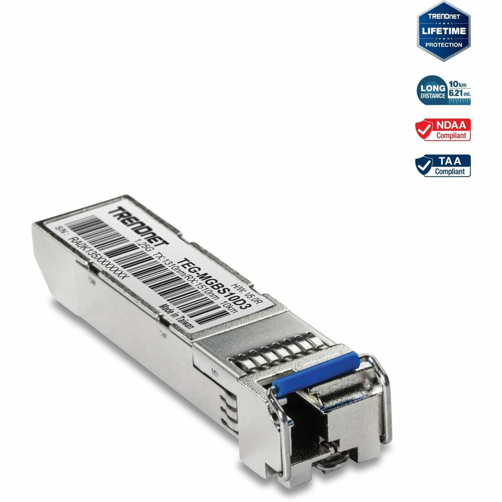 TRENDnet SFP To RJ45 Dual Wavelength Single-Mode LC Module, TEGMGBS10D3 MPN:TEG-MGBS10D3