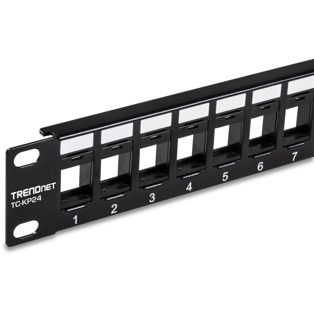 TRENDnet 24-Port Blank Keystone 1U Patch Panel, 1U 19in Metal Rackmount Housing, Recommended With TC-K25C6 & T - TCKP24 MPN:TC-KP24