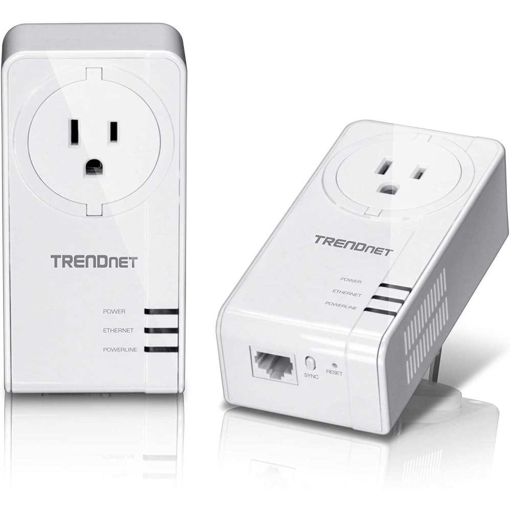 TRENDnet Powerline 1300 AV2 Adapter With Built-in Outlet Adapter Kit, Includes 2x TPL-423E Adapters, IEEE 1905.1 & IEEE 1901 MPN:TPL-423E2K