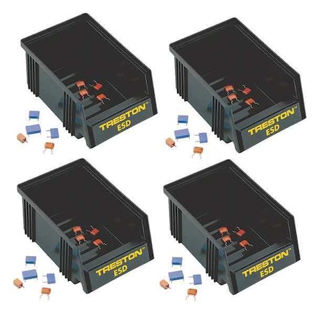 Hang & Stack Storage Bin, 7.28 in D x 4.72 in H x 11.02 in W, Black MPN:SBS4-1015-4ESD