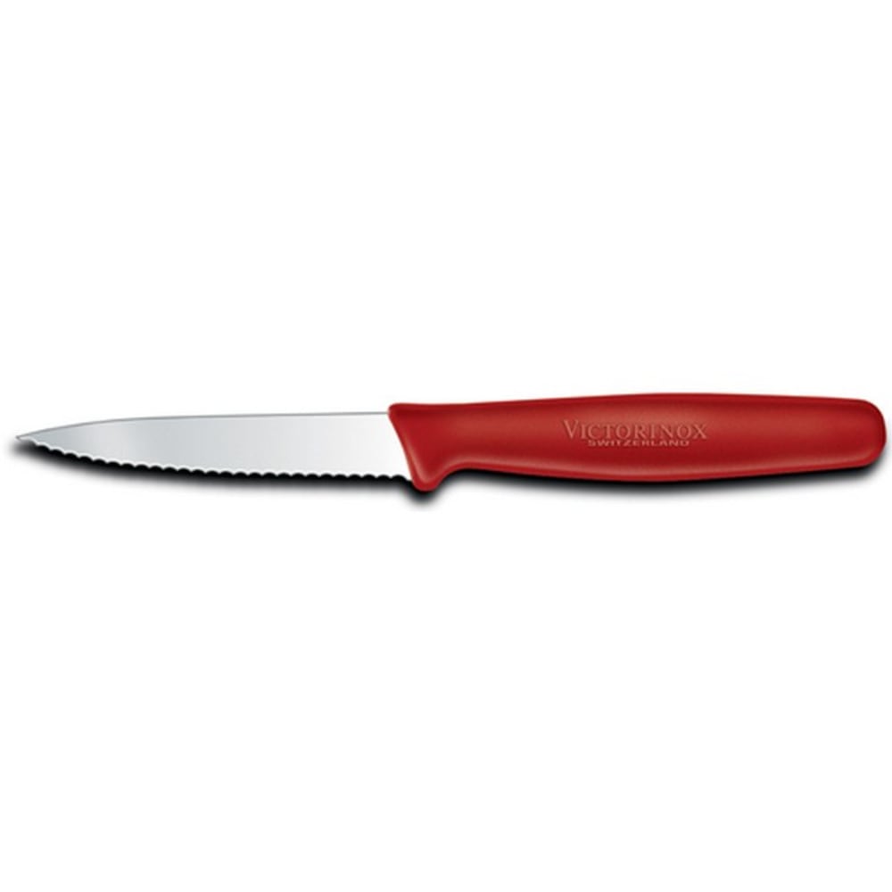 Victorinox Serrated Paring Knife, 3-1/4in, Red MPN:40603