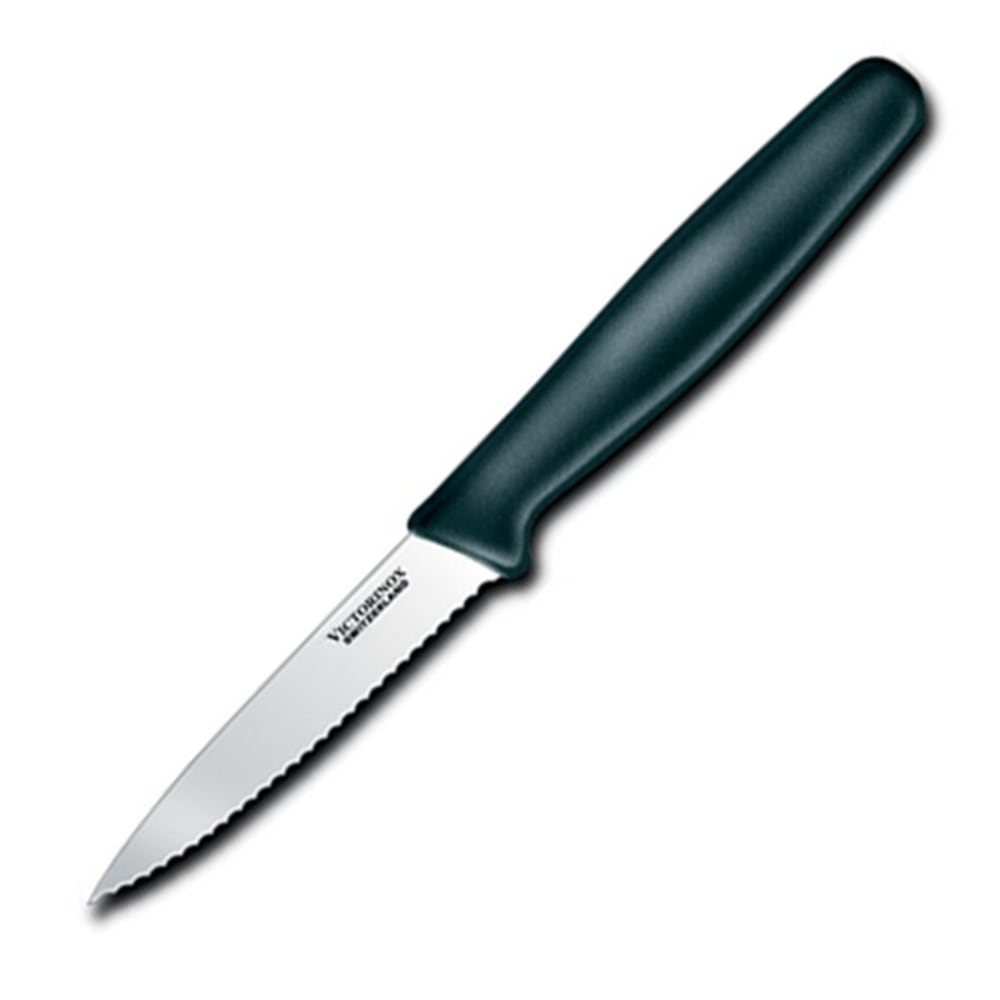 Victorinox Serrated Paring Knife, 3-1/4in, Matte Black Handle MPN:47509