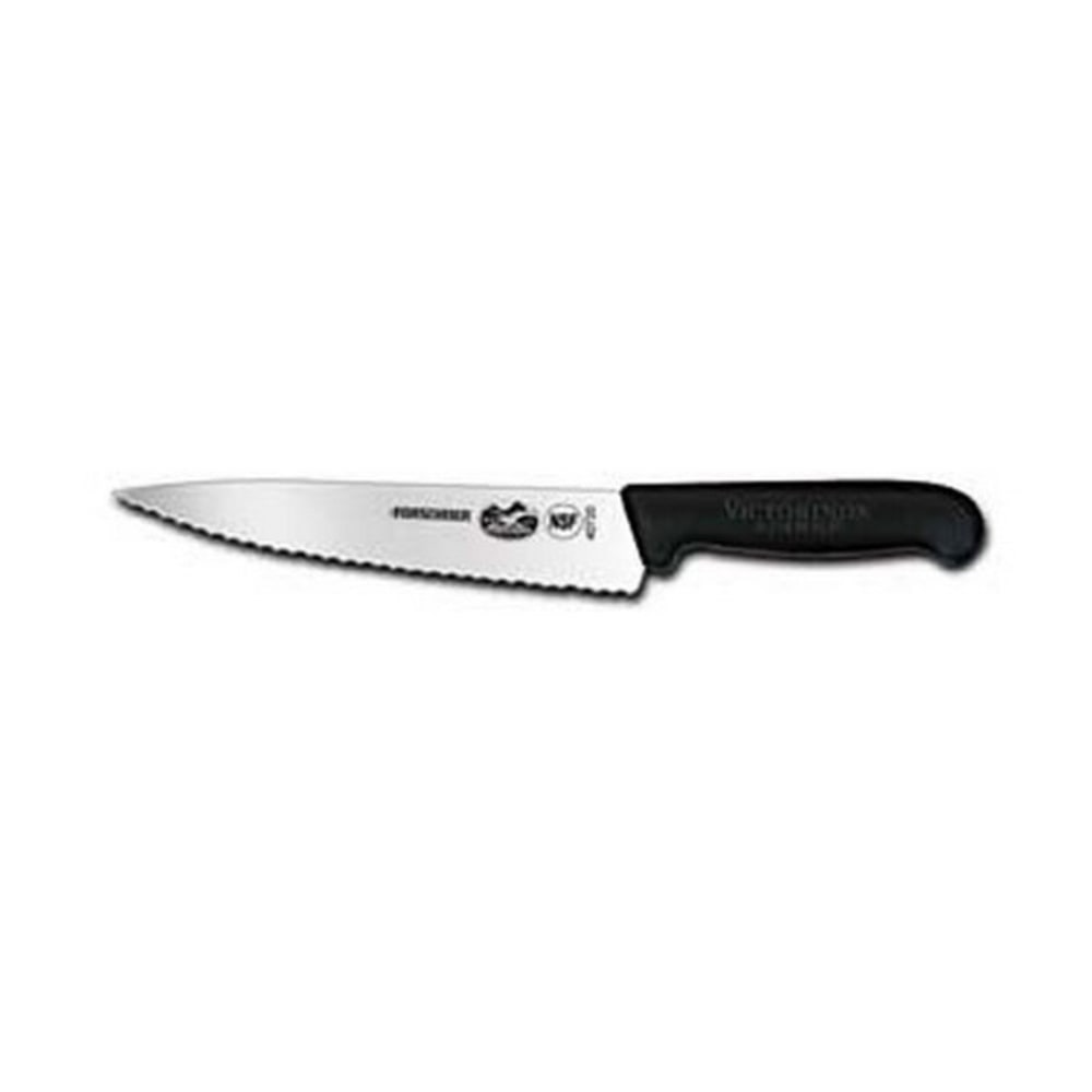 Victorinox Serrated Chef Knife, 7-1/2in, Black Handle MPN:47720