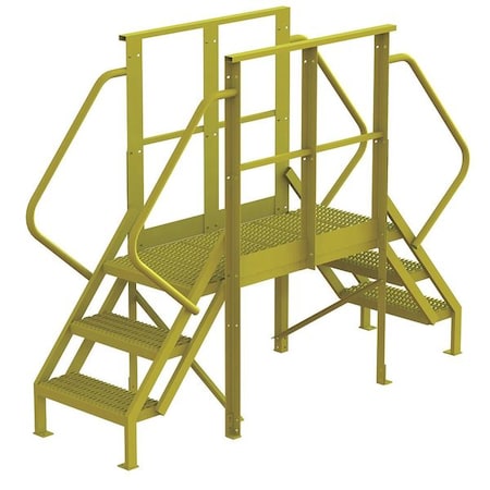 Crossover Bridge, 30 in Platform Ht, Steel, 1, 000 lb Load Capacity, 3 Steps MPN:7CY75