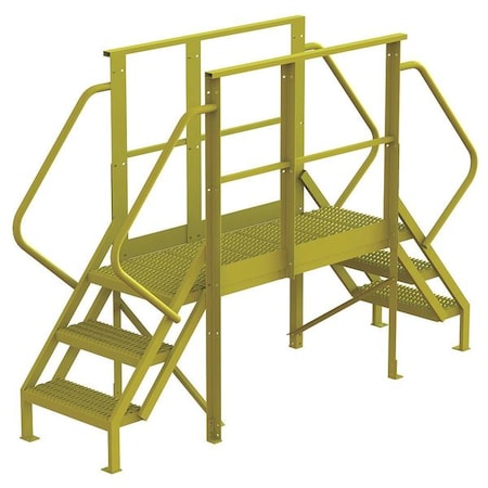 Crossover Bridge, 30 in Platform Ht, Steel, 1, 000 lb Load Capacity, 3 Steps MPN:7CY76