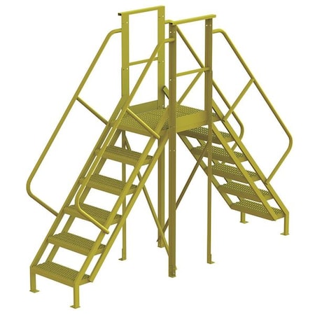Crossover Bridge, 60 in Platform Ht, Steel, 1, 000 lb Load Capacity, 6 Steps MPN:7CZ01