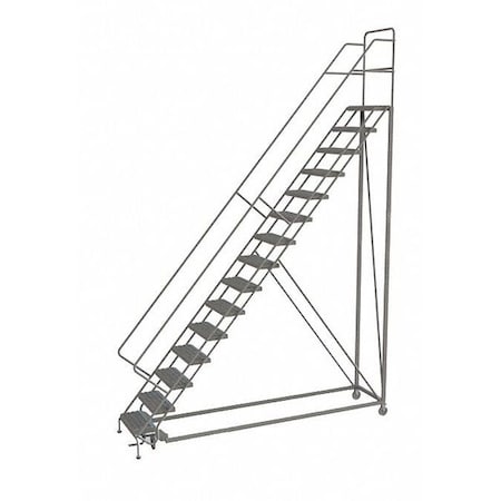 186 in H Steel Rolling Ladder, 15 Steps, 450 lb Load Capacity MPN:KDEC115246