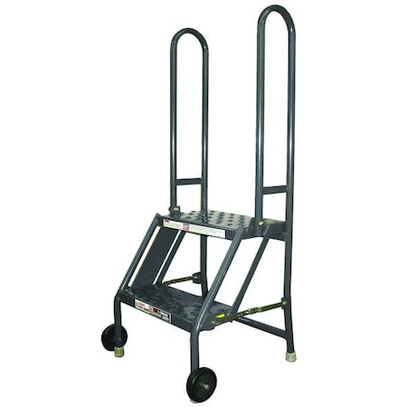 44 in H Steel Tilt and Roll Ladder, 2 Steps, 300 lb Load Capacity MPN:KDMF102166