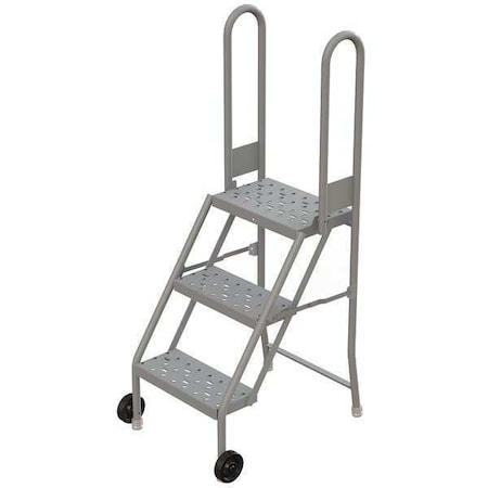 54 in H Steel Tilt and Roll Ladder, 3 Steps, 300 lb Load Capacity MPN:KDMF103166