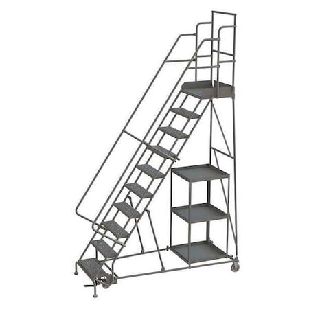 136 in H Steel Stock Picking Rolling Ladder, 10 Steps, 450 lb Load Capacity MPN:KDSP110242