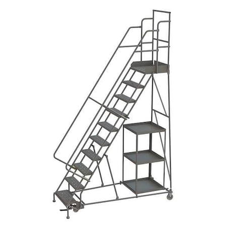 136 in H Steel Stock Picking Rolling Ladder, 10 Steps, 450 lb Load Capacity MPN:KDSP110246
