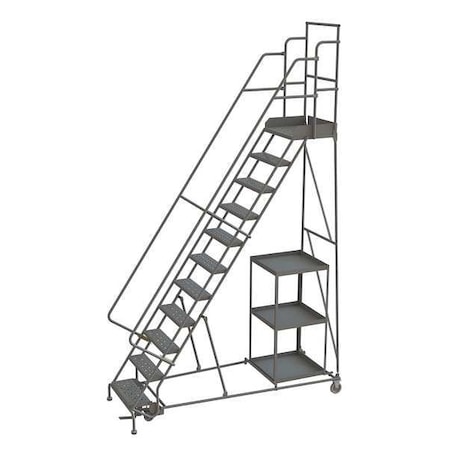 146 in H Steel Stock Picking Rolling Ladder, 11 Steps, 450 lb Load Capacity MPN:KDSP111246