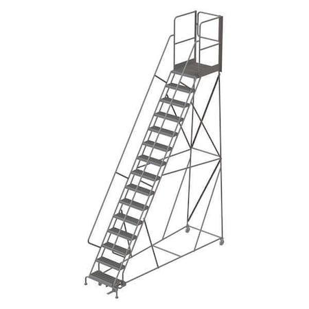 192 in H Steel Rolling Ladder, 15 Steps, 450 lb Load Capacity MPN:KDSR115242-XR
